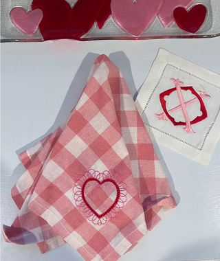 Pink Gingham embroidered ❤️💖 napkins (set of four)-Napkins-[product_category]-Whatsoever Things