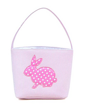 Load image into Gallery viewer, Seersucker Easter Bunny Basket
