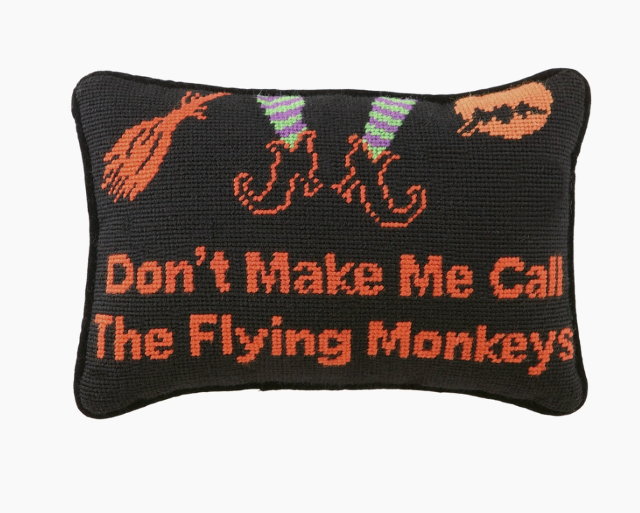 Flying Monkeys Needlepoint Pillow, 12 by 8 inches
