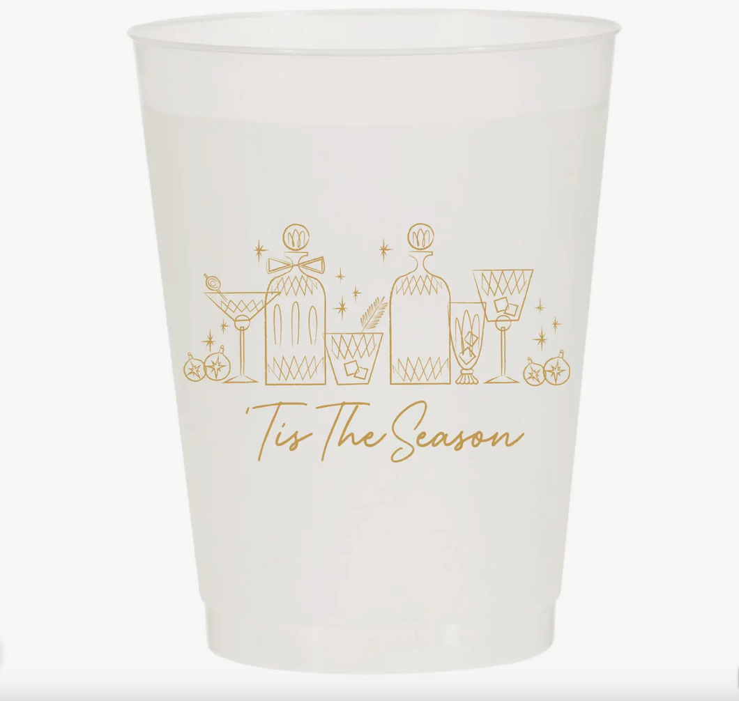 'Tis the Season Christmas Vintage Bar Shatterproof cups (set of 10)