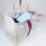 Load image into Gallery viewer, Pink Stripe Box Tote with Embroidery
