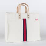 Pink Stripe Box Tote with Embroidery