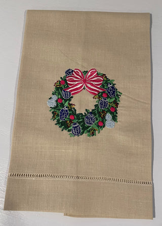 Chinoiserie Christmas Embroidered Guest Towel-Towels-[product_category]-Whatsoever Things