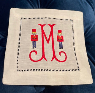 'Nutcracker' Embroidered Cocktail Napkins, Set of 4-Napkins-[product_category]-Whatsoever Things
