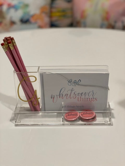 Acrylic Desk Organizer with 4x6 Paper Pad (includes paper)