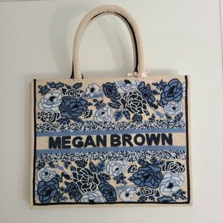 Blue Roses Hand-Beaded Tote (Four Week Delivery)-Bags-[product_category]-Whatsoever Things