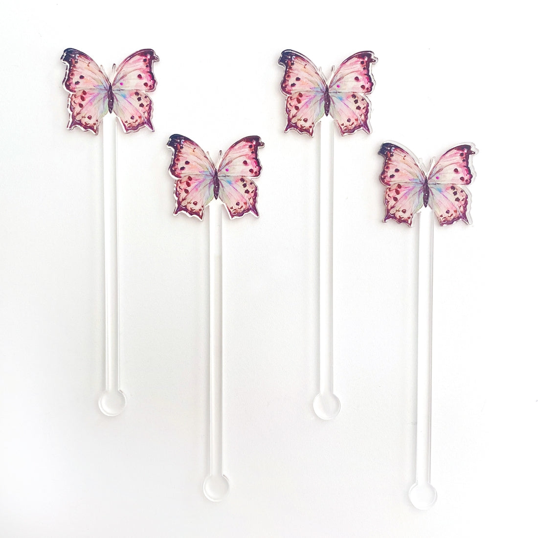 Mother of Pearl Butterfly Acrylic Stir Sticks - set of four