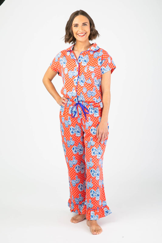 Capri Pajama Set - Gingham Chinoiserie