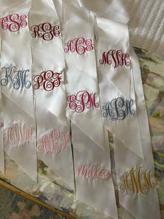 Monogrammed Bouquet Sash-Sashes-[product_category]-Whatsoever Things