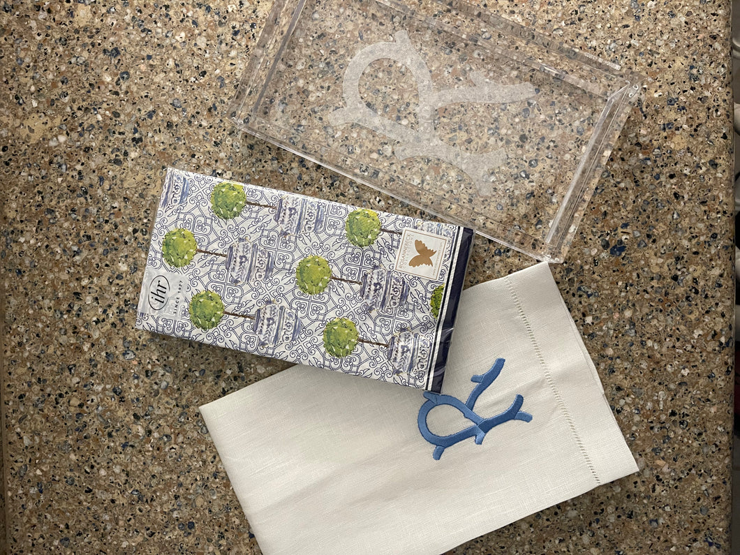 Single Initial Embroidered Guest Towel