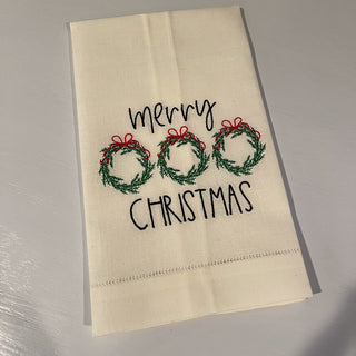 Christmas Wreath Embroidered Guest Towel-Towels-[product_category]-Whatsoever Things