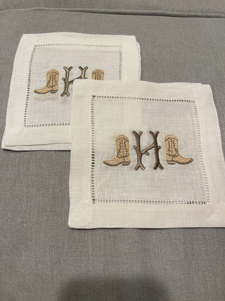 Texas Embroidered Cocktail Napkins-Napkins-[product_category]-Whatsoever Things