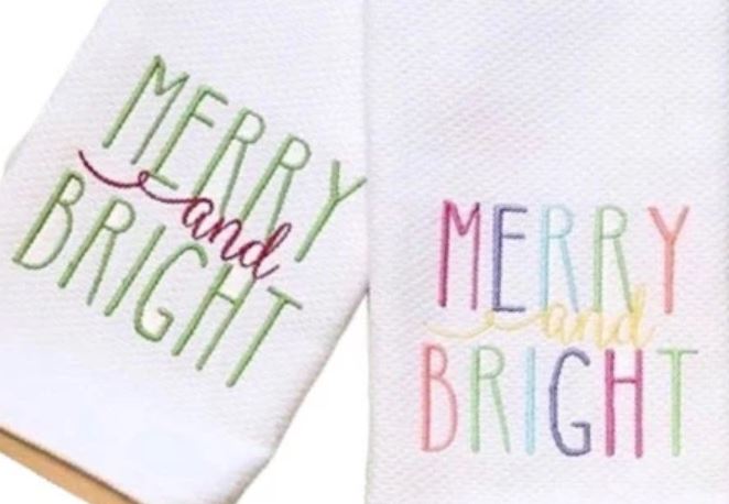 Merry & Bright Embroidered Cocktail Napkins (set of four)