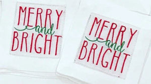 Merry & Bright Embroidered Cocktail Napkins (set of four)