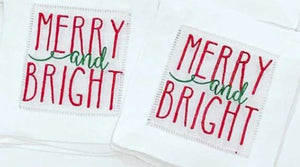 Merry & Bright Embroidered Cocktail Napkins (set of four)