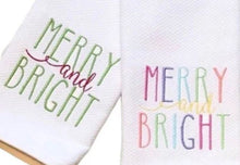 Load image into Gallery viewer, Merry &amp; Bright Embroidered Cocktail Napkins (set of four)
