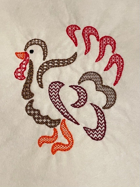 Thanksgiving "Colorful Turkey" Embroidered Guest Towel