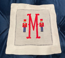Load image into Gallery viewer, Nutcracker Monogram Embroidered Cocktail Napkins (set of four)
