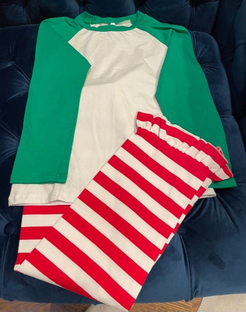 Kids Striped Christmas PJ's with Monogram