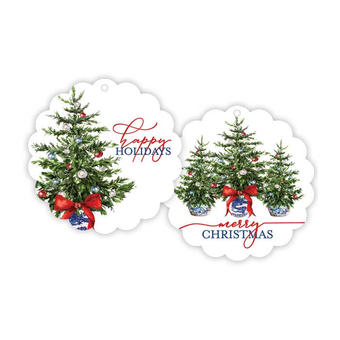 Tom Tom Happy Holidays Holiday Tree Scalloped Gift Tags