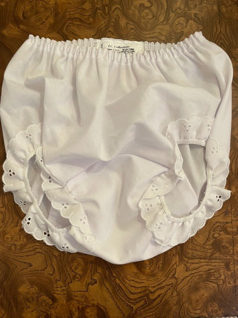 White Cotton Diaper Cover with Ruffle